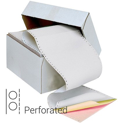 Q-Connect Computer Listing Paper, 3 Part, 11 inch x 241mm, Perforated, White,Yellow & Pink, Box (700 Sheets)