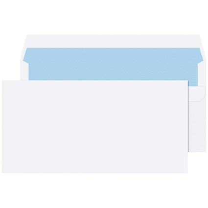 Q-Connect DL Envelopes, Self Seal, 80gsm, White, 20 packs of 50