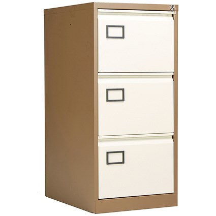 Jemini Foolscap Filing Cabinet, 3 Drawer, Coffee and Cream