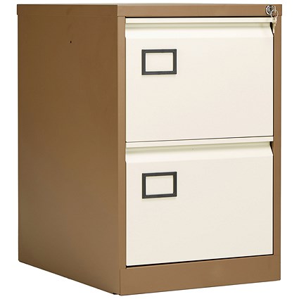 Jemini Foolscap Filing Cabinet, 2 Drawer, Coffee and Cream