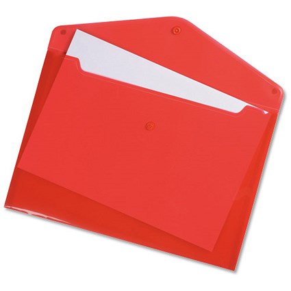 Q-Connect A4 Popper Wallets, Red, Pack of 12