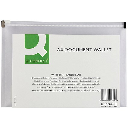 Q-Connect A4 Document Filing Bags, Clear, Pack of 10