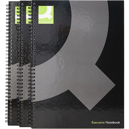 Q-Connect Wirebound Hardback Book, A4, Pack of 3