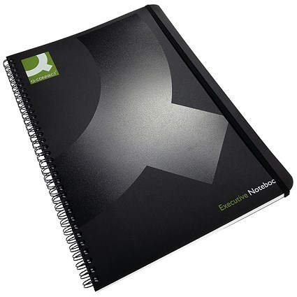 Q-Connect Wirebound Executive Notebook, A4, Ruled, 160 Pages, Black, Pack of 3 Q-Connect Wirebound Executive Notebook, A4, Ruled, 160 Pages, Black, Pack of 3