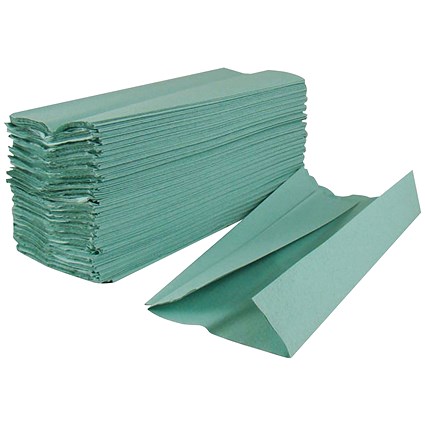 2Work 1-Ply C-Fold Hand Towels, Green, Pack of 2880
