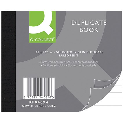 Q-Connect Duplicate Book, Ruled Feint, 102x127mm