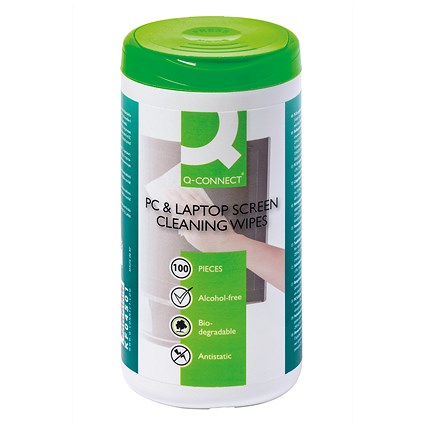 Q-Connect Screen & Keyboard Cleaning Wipes, Tub of 100