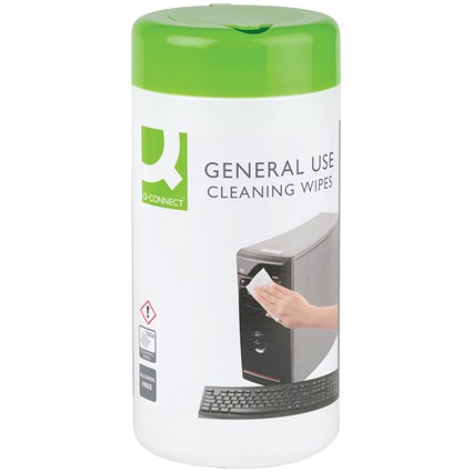 Q-Connect General Use Cleaning Wipes, Tub of 100
