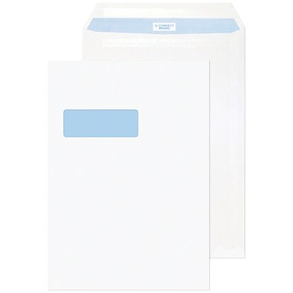 Q-Connect C4 Window Envelopes, Self Seal, 90gsm, White, Pack of 75