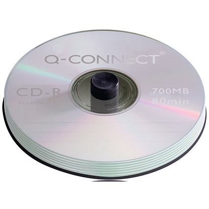Q-Connect CD-R Writable Blank CDs, Spindle, 700mb/80min Capacity, Pack of 100