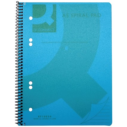 Q-Connect Wirebound Pad, A5, Ruled, 160 Pages, Transparent Blue, Pack of 5