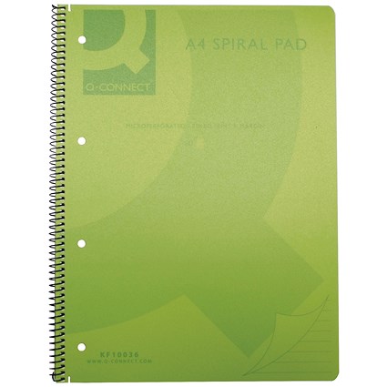 Q-Connect Wirebound Pad, A4, Ruled, 160 Pages, Transparent Green, Pack of 5
