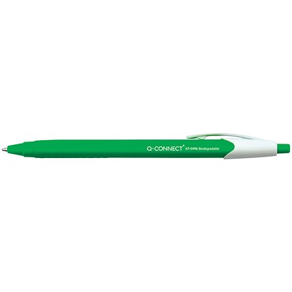 Q-Connect Biodegrade Ballpoint, Retractable, Black, Pack of 12
