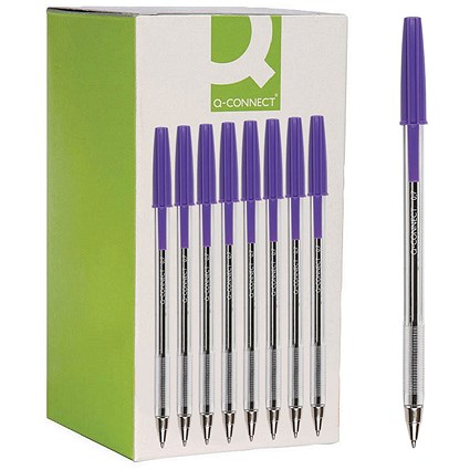 Q-Connect Ballpoint Pen, Violet, Pack of 50