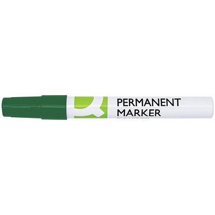 Q-Connect Permanent Marker Bullet Tip 4mm Green Pack of 10