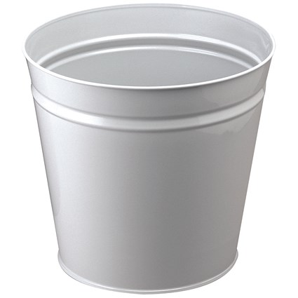 Q-Connect Round Metal Waste Bin, 15 Litre, Grey