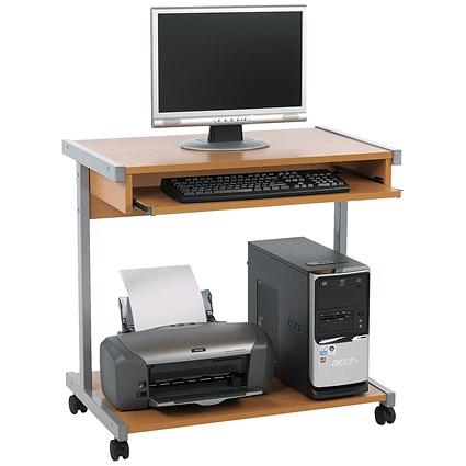Jemini Intro Mobile Computer Workstation, 800mm Wide, Beech