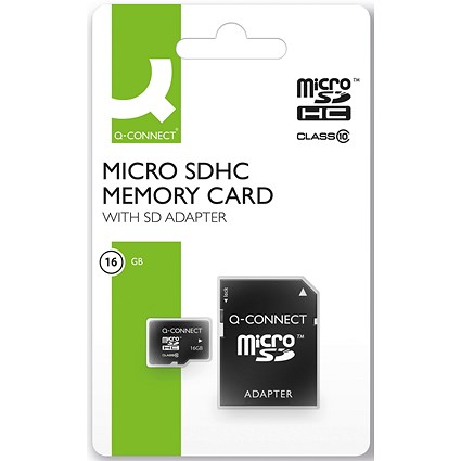 Q-Connect Micro SDHC Memory Card with Adapter, 16GB