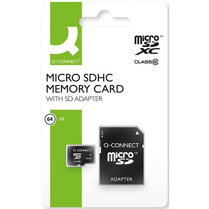 Q-Connect Micro SDHC Memory Card with Adapter, 64GB