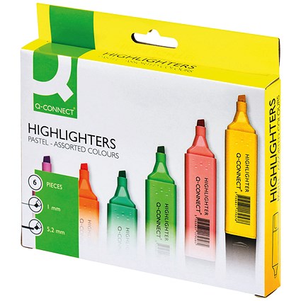 Q-Connect Pastel Highlighters (Pack of 6) Q-Connect Pastel Highlighters (Pack of 6)