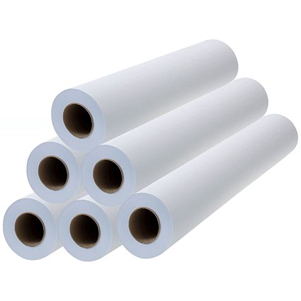 Q-Connect Paper Roll, 914mm x 45m, 90gsm, White, Pack of 6 Rolls