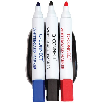 Q-Connect Magnetic Whiteboard Erase with 3 Whiteboard Markers