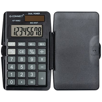 Q-Connect 8 Digit Pocket Calculator with Cover, Black Q-Connect 8 Digit Pocket Calculator with Cover, Black