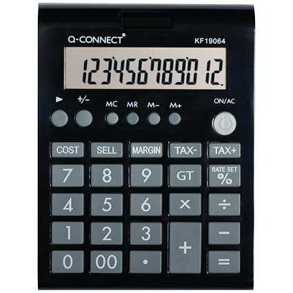 Q-Connect 12 Digit Business Table Top Calculator, Medium, Black Q-Connect 12 Digit Business Table Top Calculator, Medium, Black
