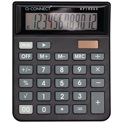 Q-Connect 12 Digit Table Top Calculator, Medium, Black