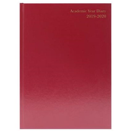 2019-2020 Academic A4 Diary, Day Per Page, Burgundy