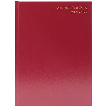Academic Diary Day Per Page A4 Burgundy 2021-2022