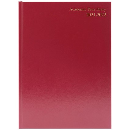 Academic Diary Day Per Page A4 Burgundy 2021-2022
