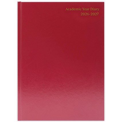 5 Star Academic Diary Day Per Page A4 Burgundy 2026-2027