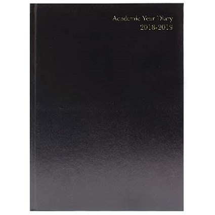 Academic Diary 2018 - 2019 / Day Per Page / A4 / Black