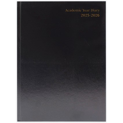 Q-Connect A4 Academic Diary, Day Per Page, Black, 2025-2026