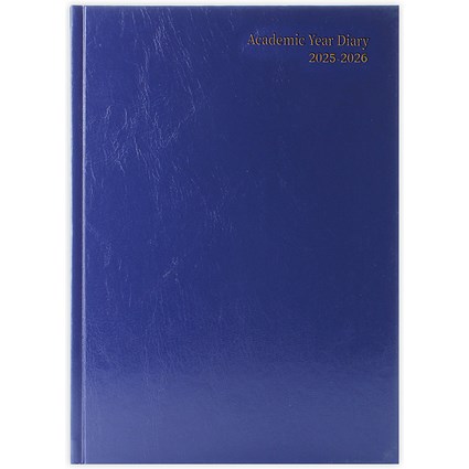 5 Star A4 Academic Diary, Day Per Page, Blue, 2025-2026