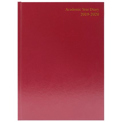 2019-2020 Academic A5 Diary, Day Per Page, Burgundy