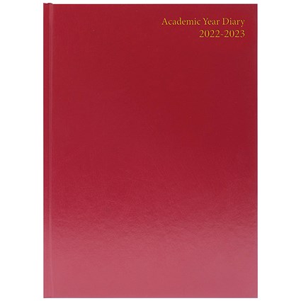 Academic A5 Diary, Day Per Page, Burgundy, 2022-2023