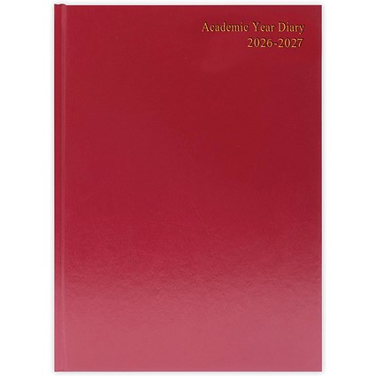 5 Star Academic Diary Day Per Page A5 Burgundy 2026-2027