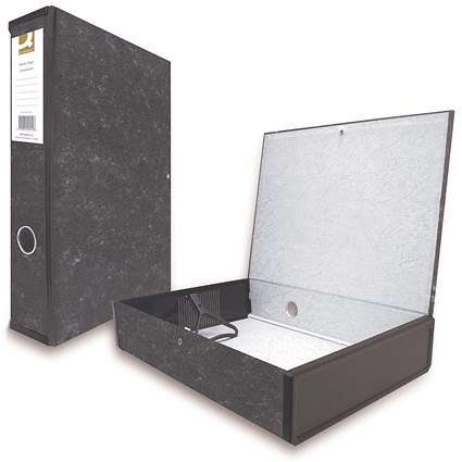 Q-Connect Box File, 75mm Spine, Foolscap, Cloud Grey, Pack of 10 | Paperstone