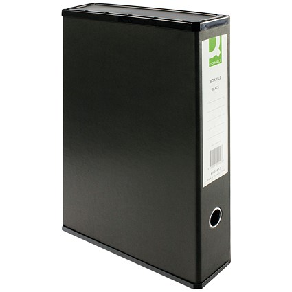 Q-Connect Box File, 75mm Spine, Foolscap, Black, Pack of 5