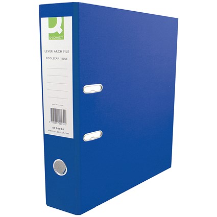 Q-Connect A4 Lever Arch Files, 70mm Spine, Plastic, Blue, Pack of 10