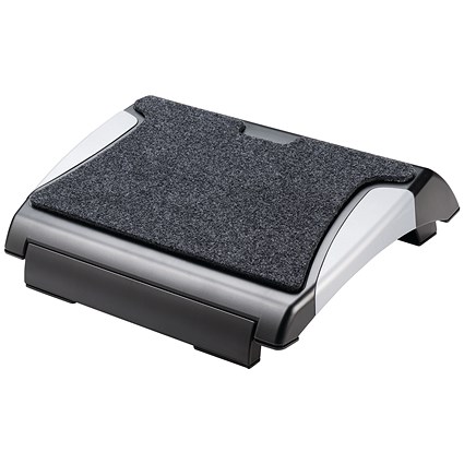 Q- Connect Foot Rest with Carpet, Black/Silver