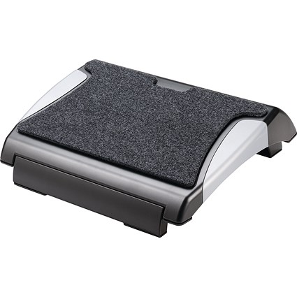 Q- Connect Foot Rest with Carpet, Black/Silver