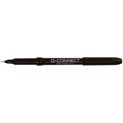 Q-Connect Black 0.4mm Fineliner Pen (Pack of 10)