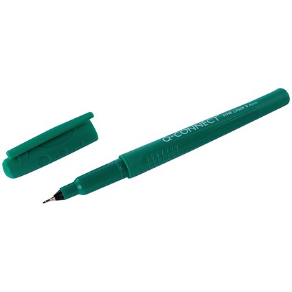 Q-Connect Fineliner Pen 0.4mm Green (Pack of 10)