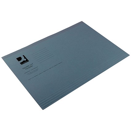 Q-Connect Square Cut Folders, 180gsm, Foolscap, Blue, Pack of 100 Q-Connect Square Cut Folders, 180gsm, Foolscap, Blue, Pack of 100