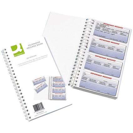 Q-Connect Wirebound Telephone Message Book, 200 Messages