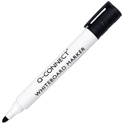 Q-Connect Drywipe Marker Pen, Black, Pack of 10