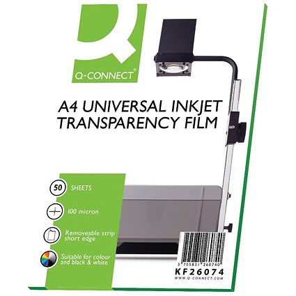 Q-Connect OHP Inkjet Film, Universal, A4, Pack of 50